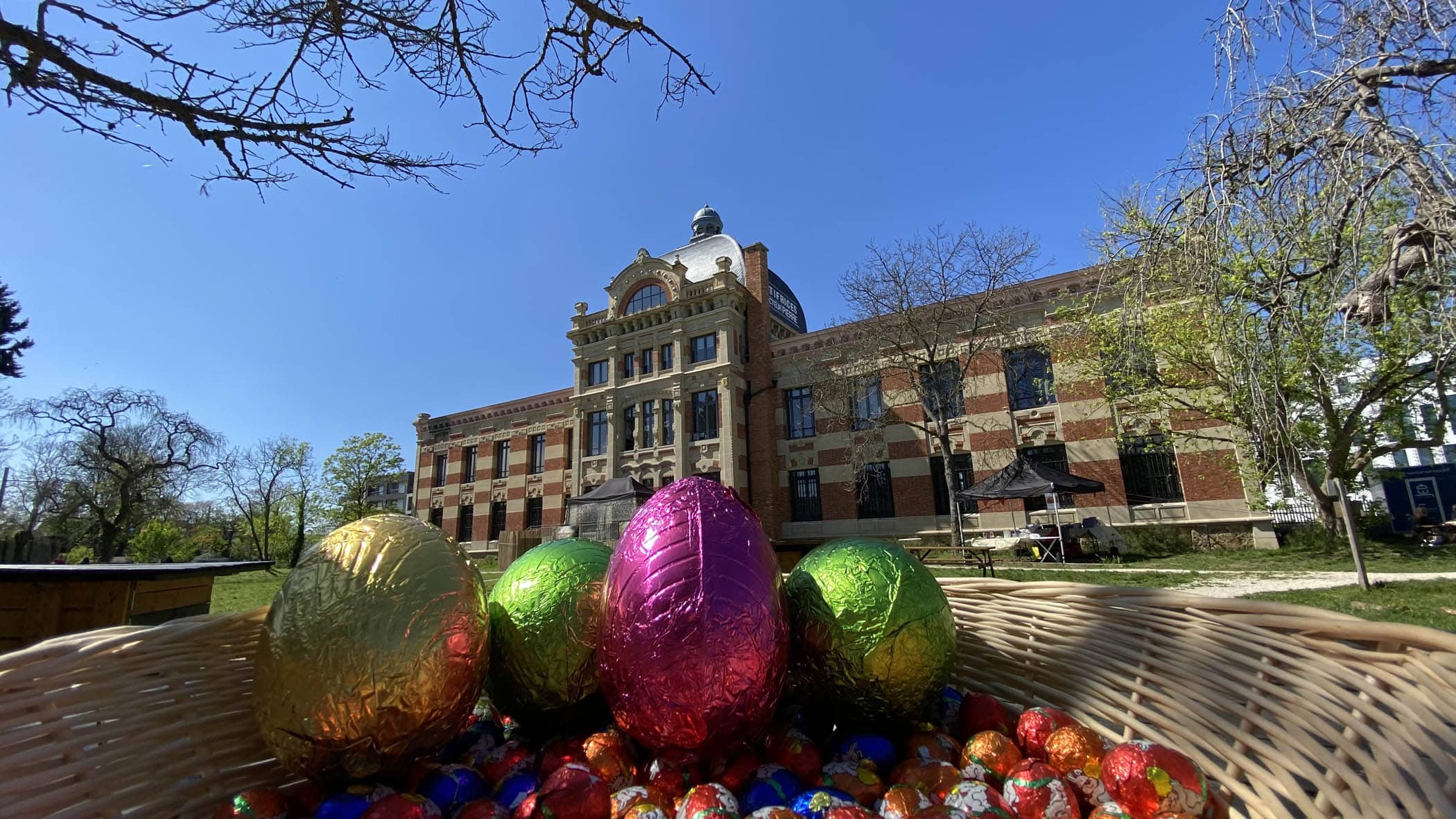 Chasse aux œufs lors d'un escape game géant organisé à Pâques dans les jardins du château ETIC à Nanterre